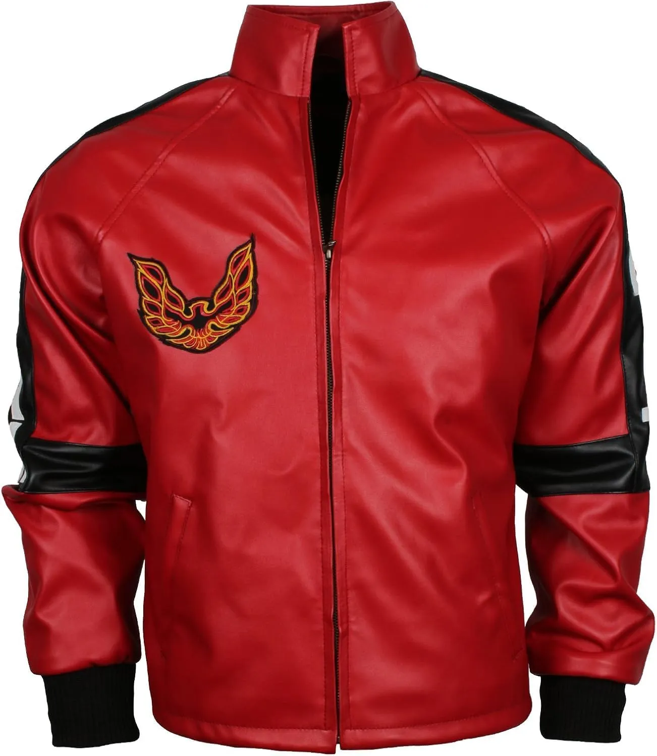 Mens Top Grain Faux Leather Biker Burt Reynolds Smokey And The Bandit Out Jacket, Red 2XS-4XL