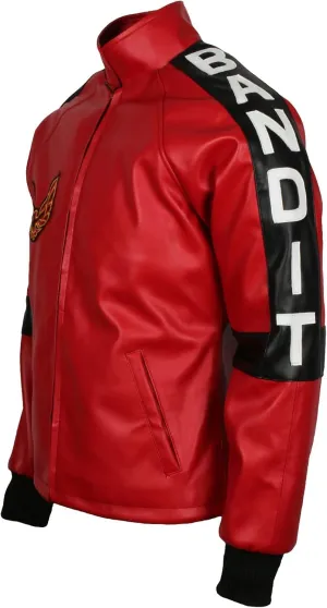 Mens Top Grain Faux Leather Biker Burt Reynolds Smokey And The Bandit Out Jacket, Red 2XS-4XL
