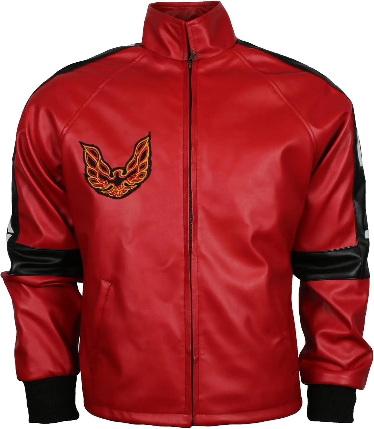 Mens Top Grain Faux Leather Biker Burt Reynolds Smokey And The Bandit Out Jacket, Red 2XS-4XL
