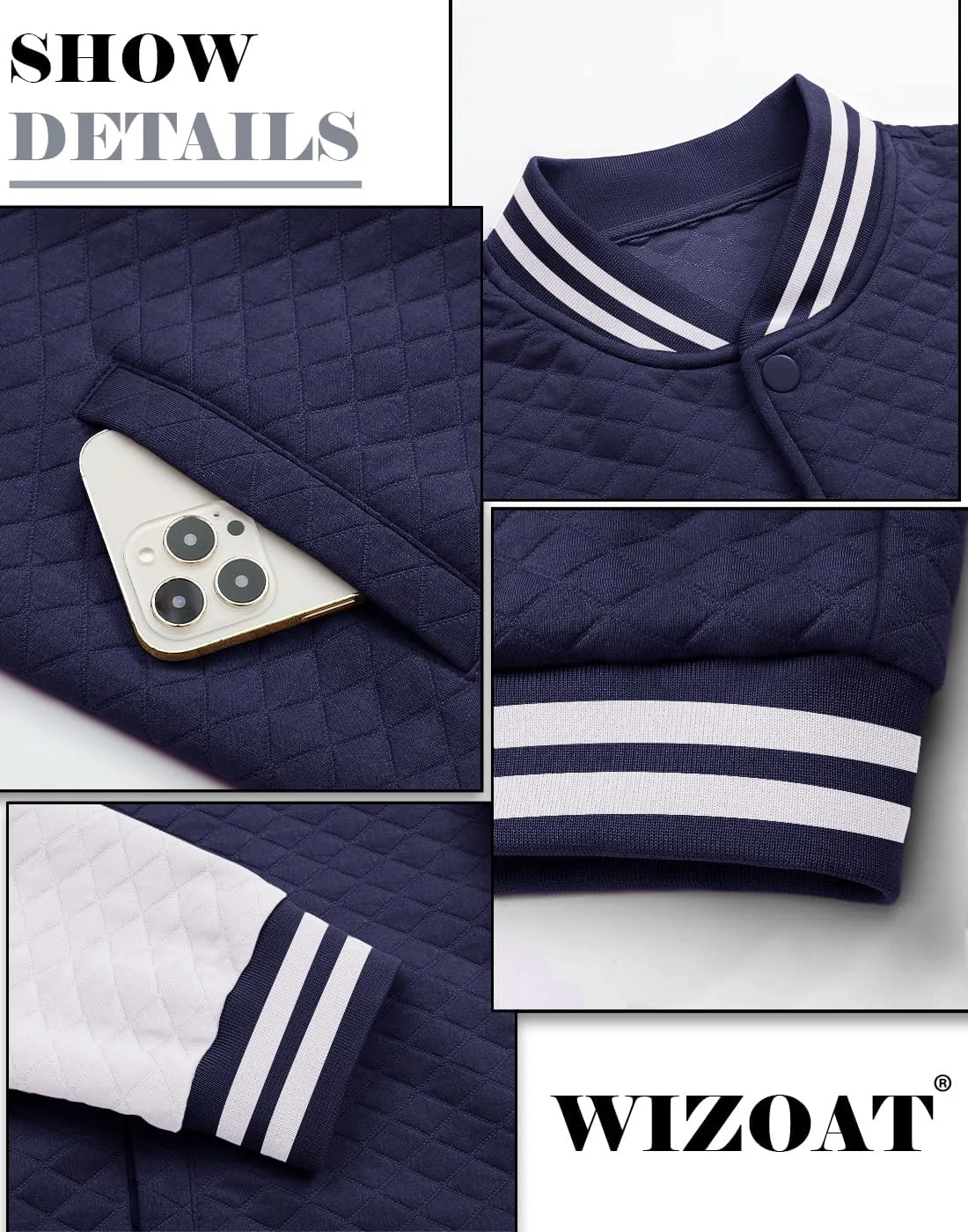 Mens Varsity Jacket Lightweight Jacket Causal Waffle Letterman Bomber Jackets