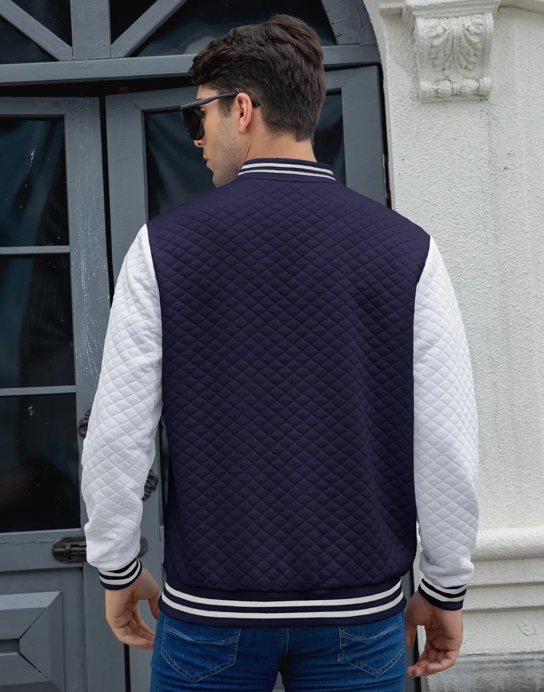 Mens Varsity Jacket Lightweight Jacket Causal Waffle Letterman Bomber Jackets