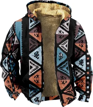 Mens Vintage Fleece Jacket Sherpa Lined Winter Coats Winter Warm Tactical Jackets Quilted Down Varsity Coat Hooded
