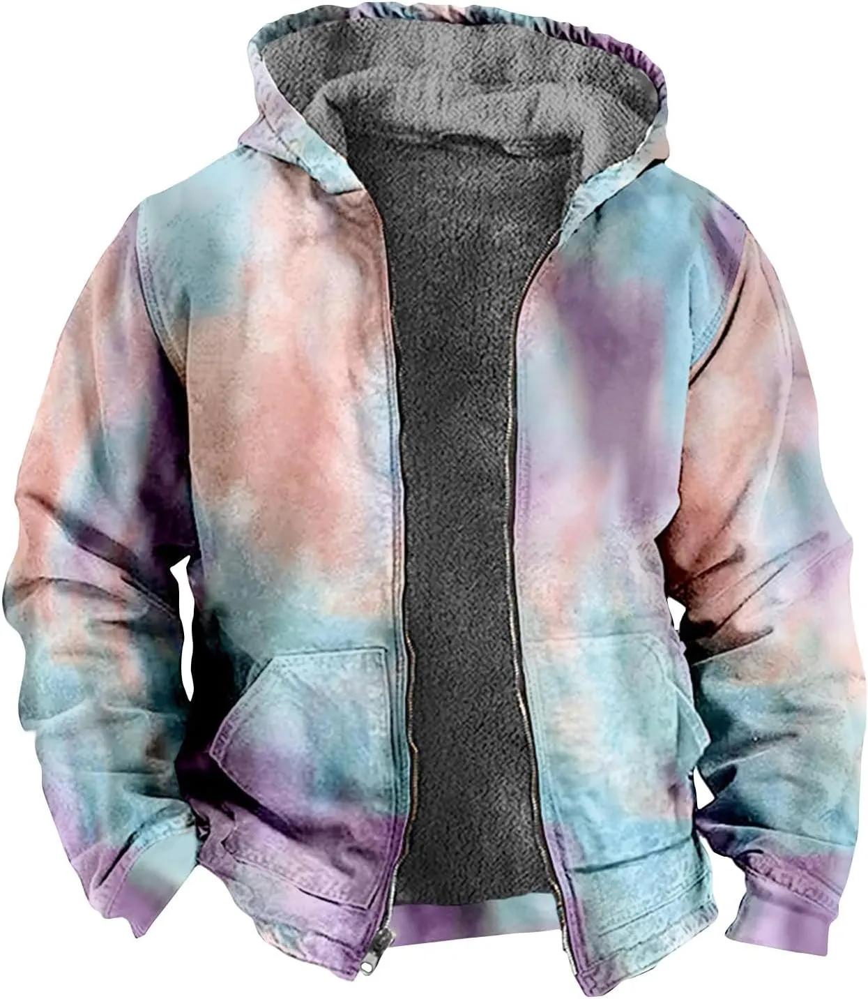 Mens Vintage Fleece Jacket Sherpa Lined Winter Coats Winter Warm Tactical Jackets Quilted Down Varsity Coat Hooded
