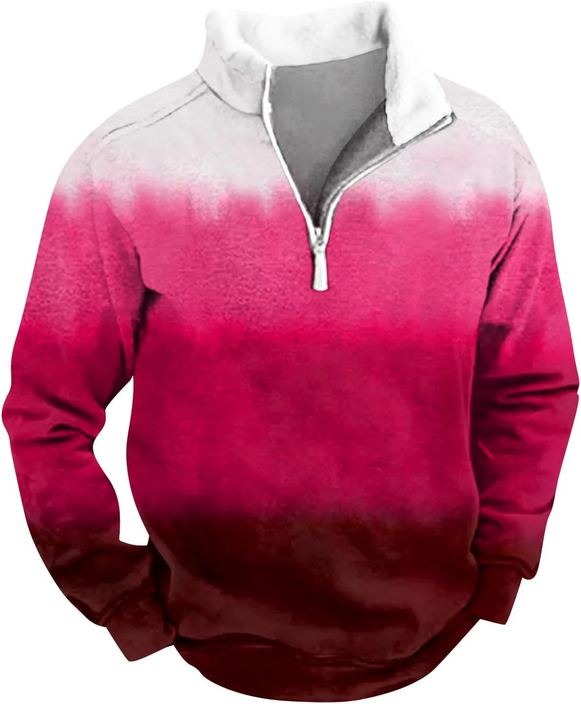 Men's Vintage Western Cowboy Zipper Sweatshirt Winter Thick Sweater Half Zip Stand Collar Cowboy Print Jacket Coats
