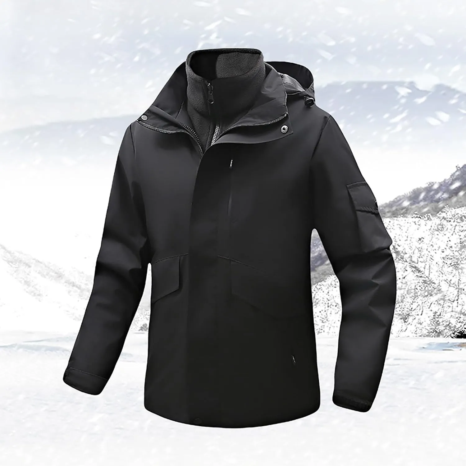 Mens Windbreaker Jackets Lightweight Rain Jacket Men Waterproof Winter Outdoor Coat for Men with Detachable Lining S-5XL