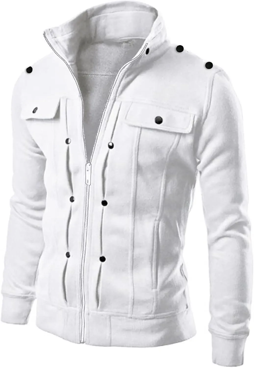 Men's Zip Up Hoodie Lightweight Button Fly Slim Fit Long Sleeve Cotton SweatShirt Fashion Stand Collar Sports Jackets