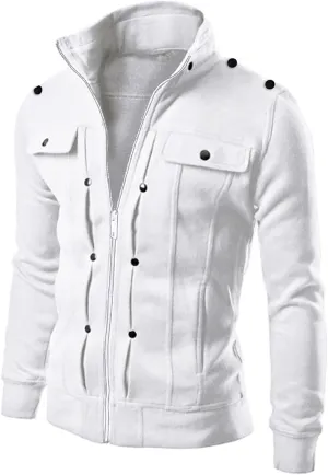 Men's Zip Up Hoodie Lightweight Button Fly Slim Fit Long Sleeve Cotton SweatShirt Fashion Stand Collar Sports Jackets