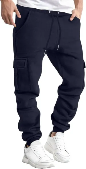Men's Zipper Pockets Casual Slim Track Pants Workout Gear for Men Clothes Men's Fast Dry Stretch Pants Cargo Overalls for Men