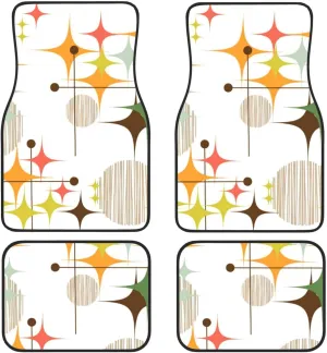 Mid Century Modern and Globes Car Mats, All Weather Floor Mats, Universal Fit Automotive Floor Mats for SUV, Vans, Sedans, Trucks, Set of 4pcs