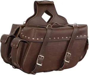 Milwaukee Leather MP8335RT Large Retro Brown PVC Studded Zip-Off Throw Over Motorcycle Saddlebags - Large