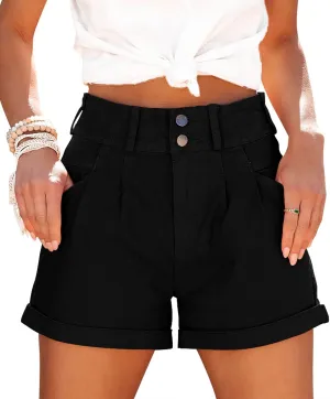 MINGALONDON Women's Denim Shorts Mid Waist Ripped Distressed