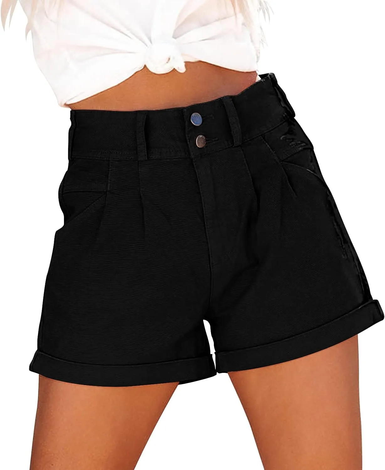 MINGALONDON Women's Denim Shorts Mid Waist Ripped Distressed