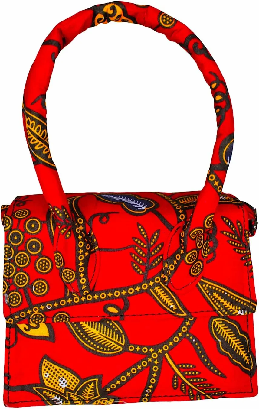 Mini African Clutch Purse for Women Cross-body Top Handle Handbag