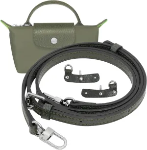 Mini Bags Leather Shoulder Strap for Longchamp Mini Bag Nude Taupe Strap Kit (Forest Green)