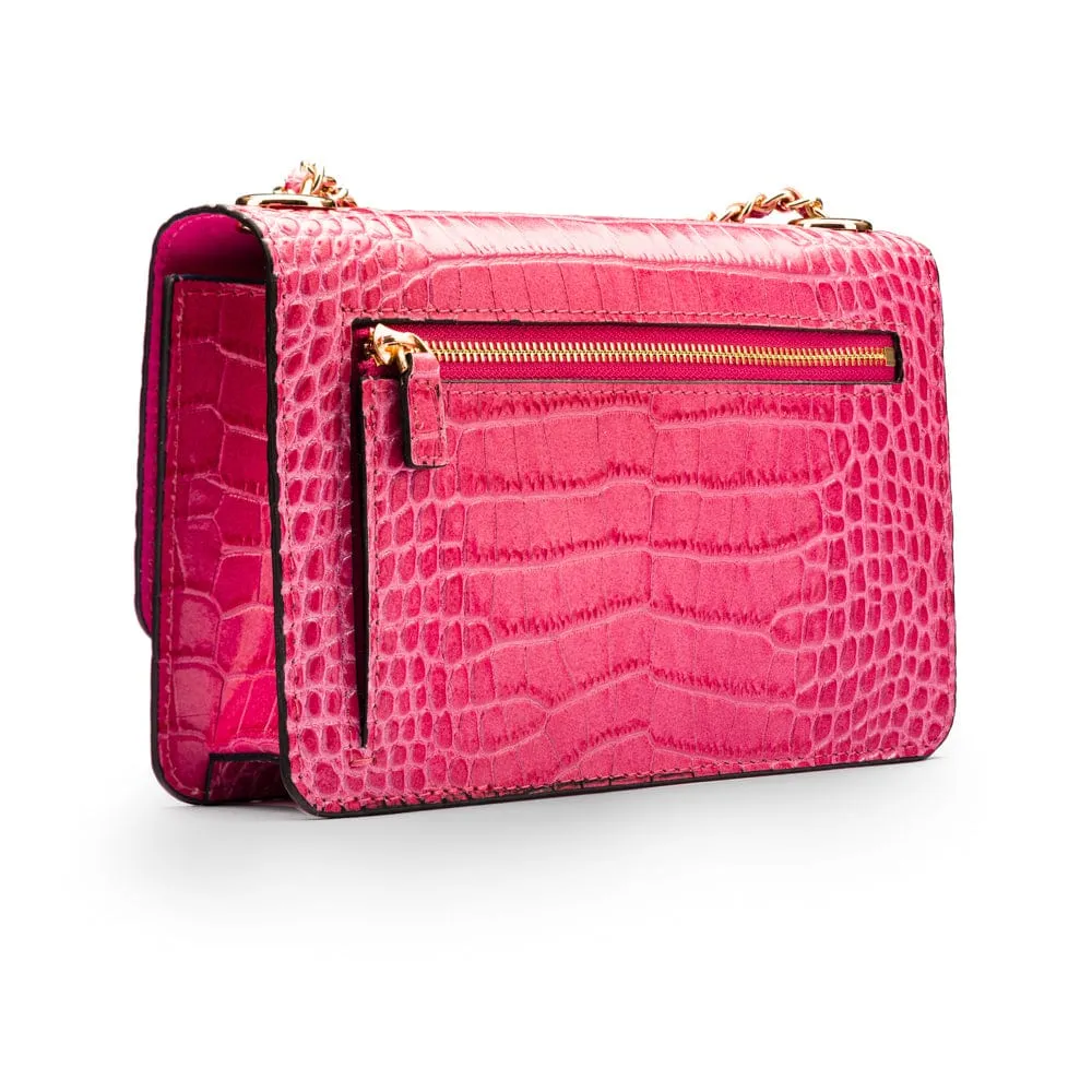 Mini Julia Bag - Cerise Pink Croc-Effect
