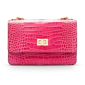 Mini Julia Bag - Cerise Pink Croc-Effect