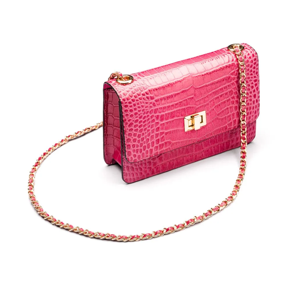 Mini Julia Bag - Cerise Pink Croc-Effect