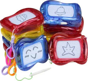 Mini Magnetic Drawing Board for Kids, Magnetic Board for Kids with Key Chains 12 Pack Goodie Bags Stuffers for Kids Erasable Writing Sketch Broards Tablets Pads Bulk Toys for 3   Years Old Kids