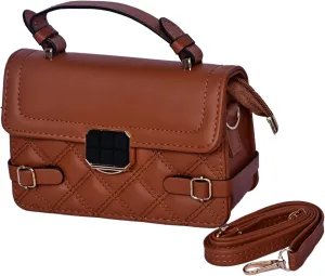 Mini Quilted Crossbody Bag for Women – PU Leather Small Purse with Top Handle & Strap – Trendy Shoulder Handbag for Daily Use