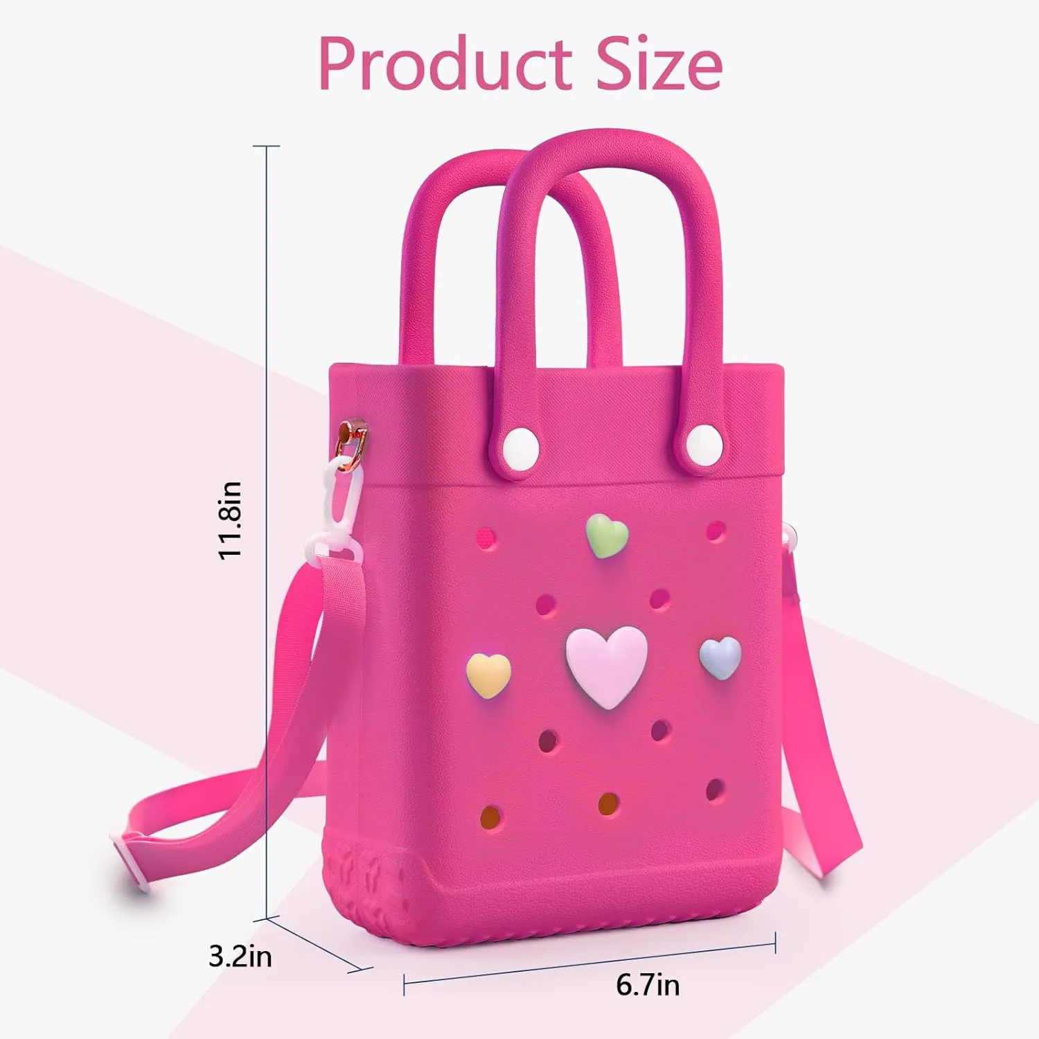 Mini Rubber Tote Bag with 4 Resin Charms Mini Crossbody X-Small Rubber Beach Bag