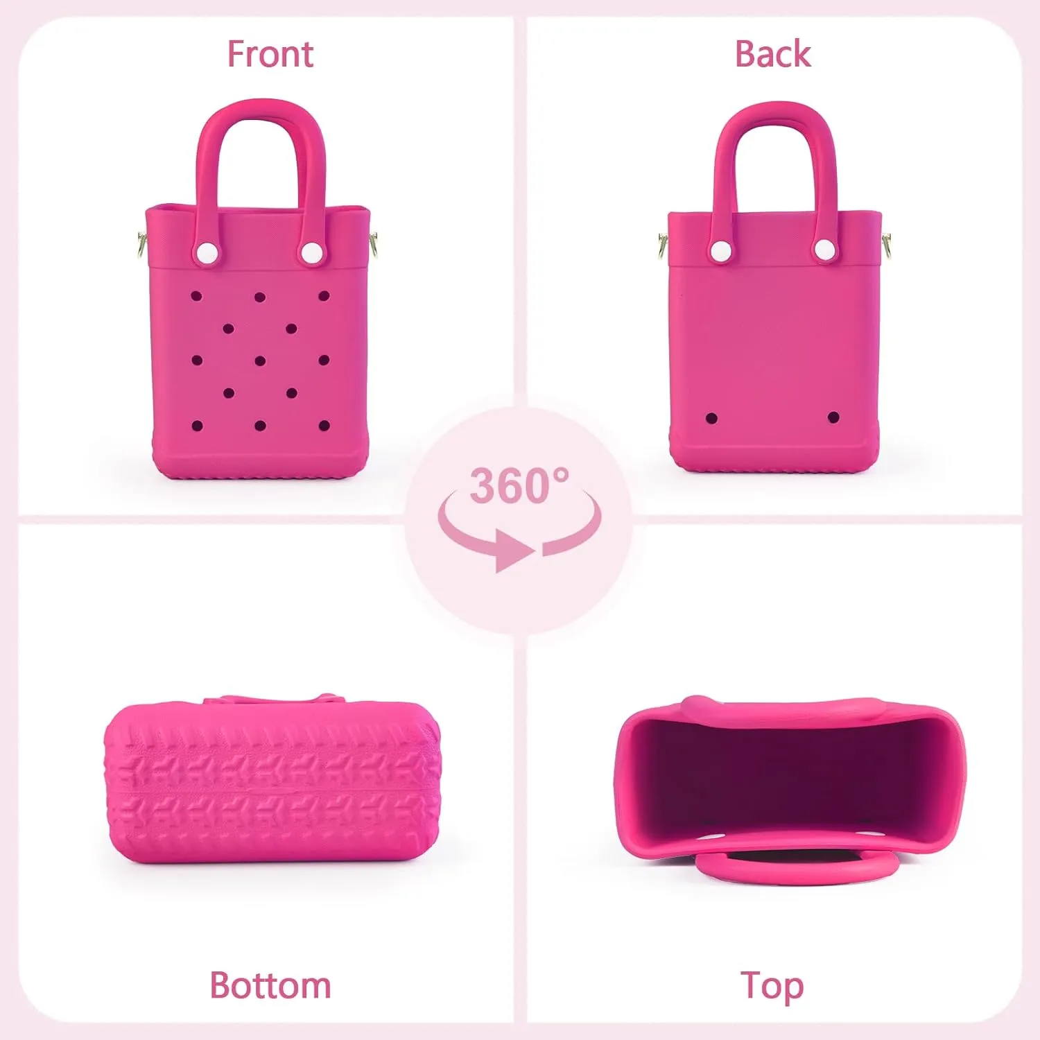 Mini Rubber Tote Bag with 4 Resin Charms Mini Crossbody X-Small Rubber Beach Bag