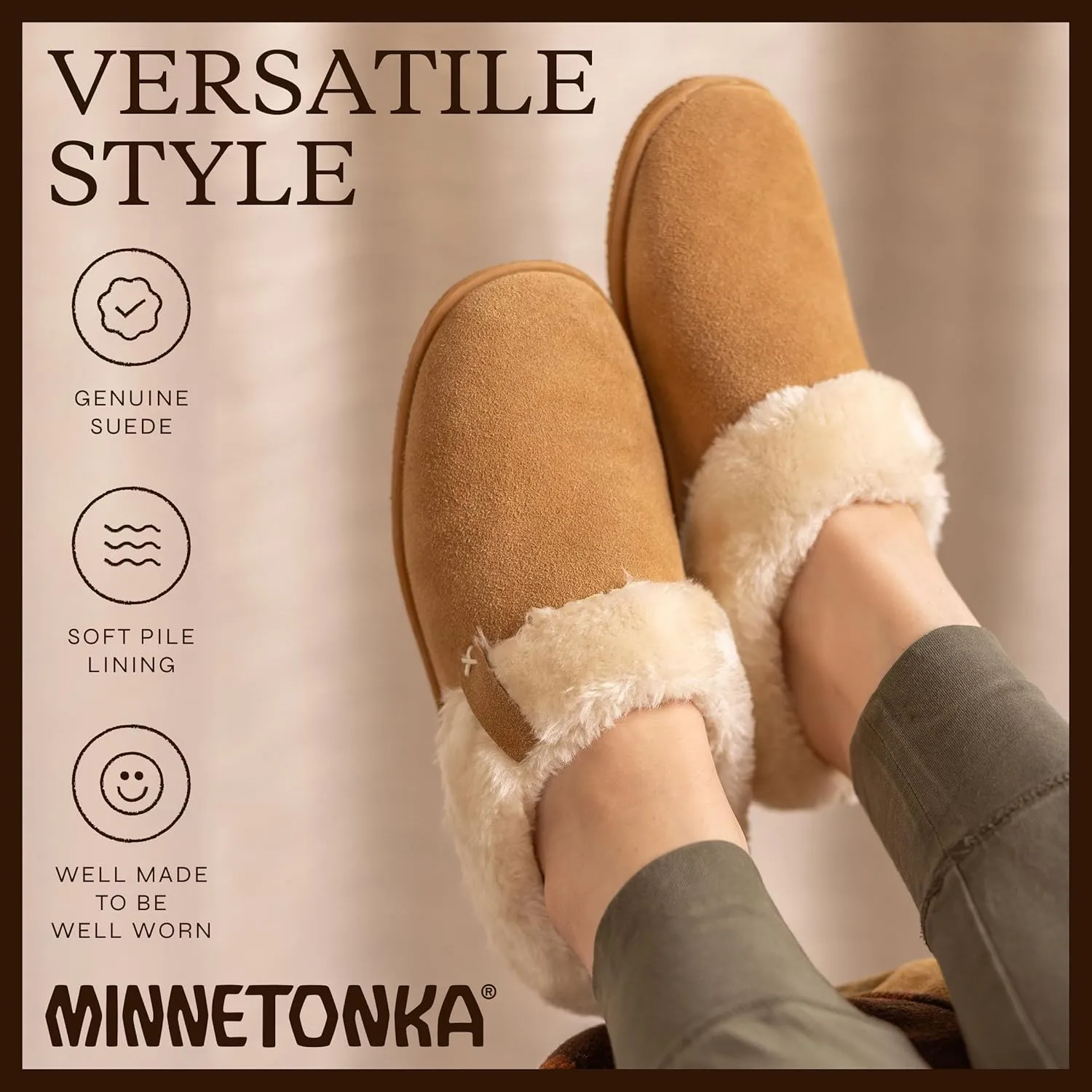 Minnetonka Women's Camp Collar Scuff Slippers