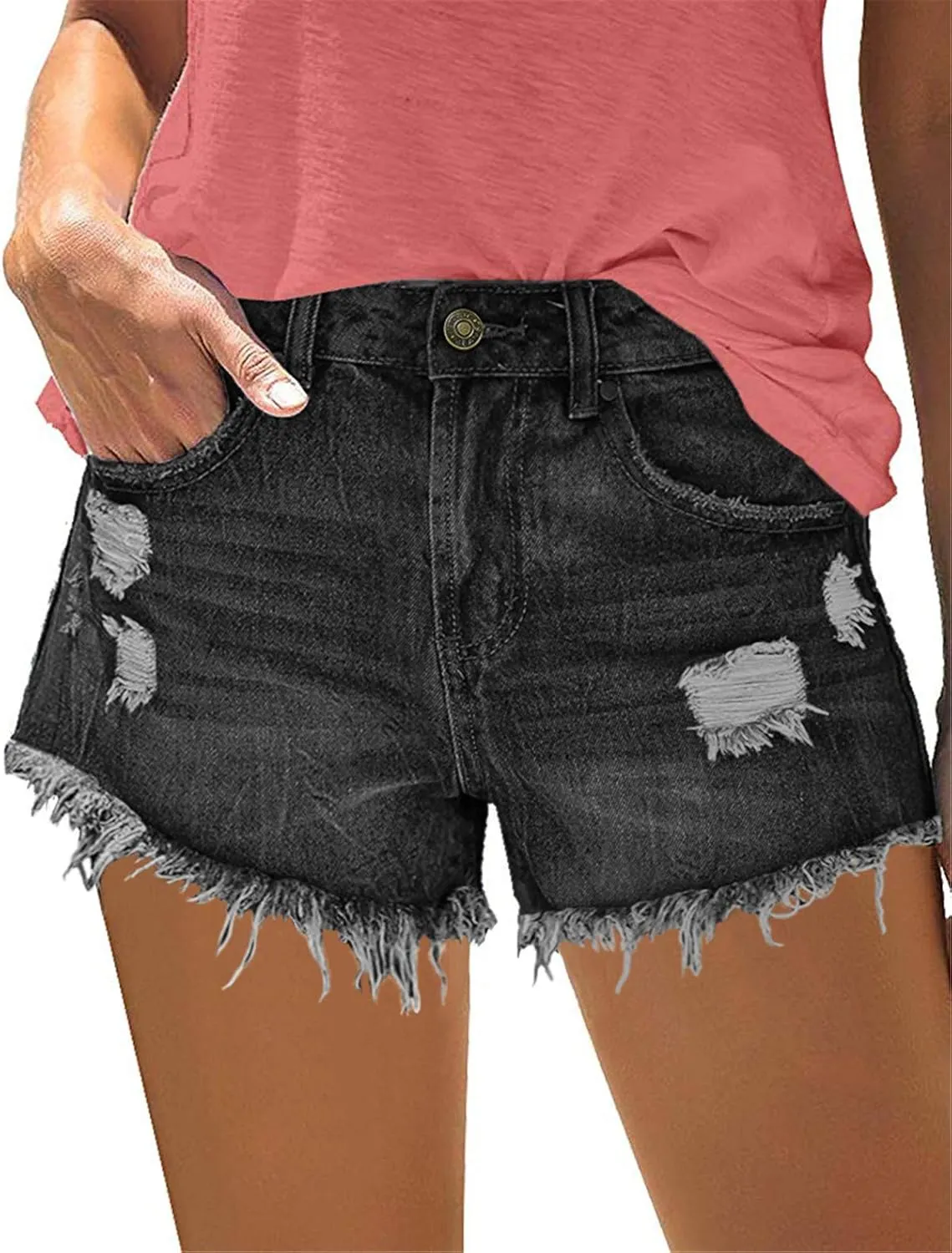 MODARANI Women's Cut Off Denim Jean Shorts Ripped Distressed