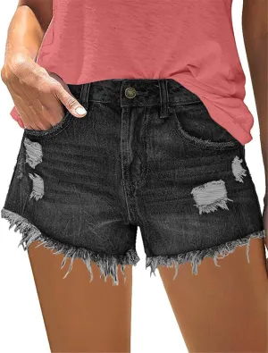 MODARANI Women's Cut Off Denim Jean Shorts Ripped Distressed