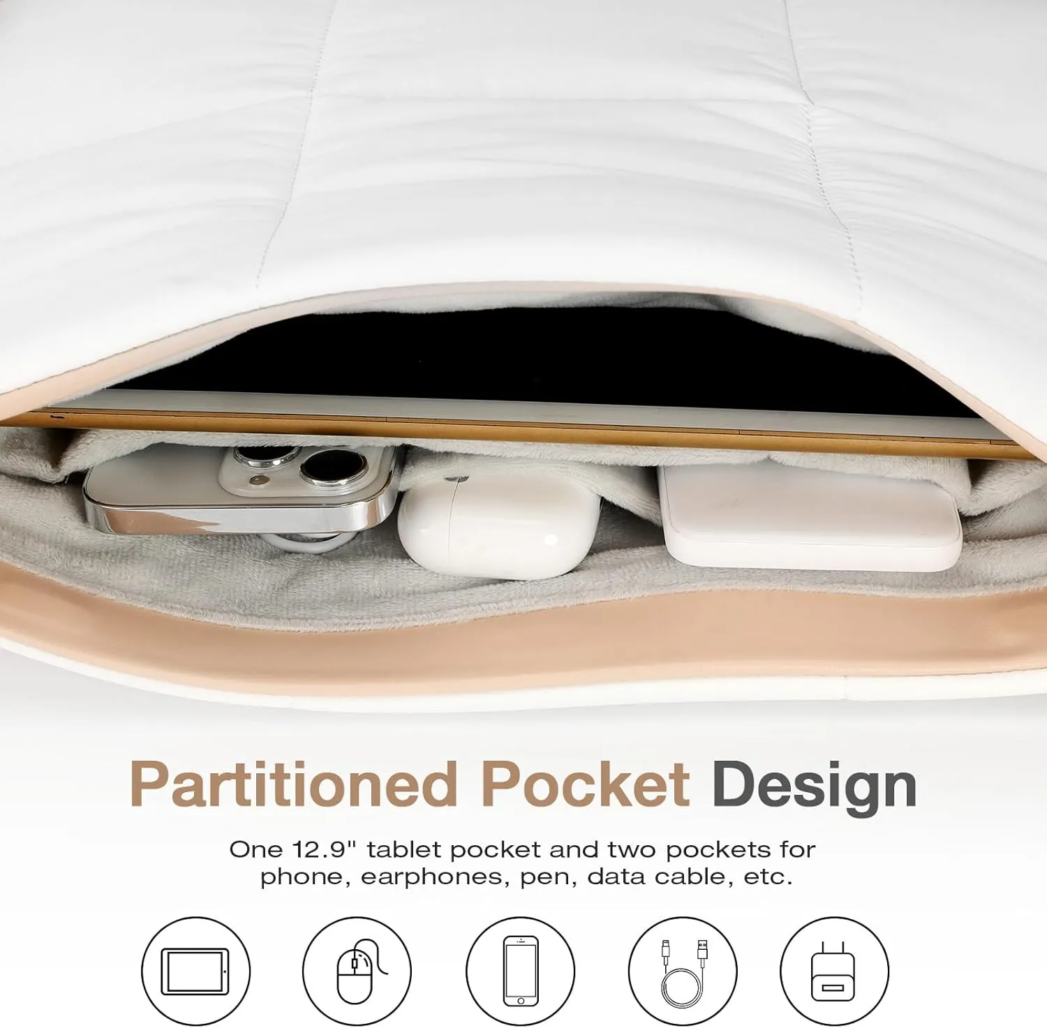 MoKo Puffy Tablet Sleeve Bag for iPad Pro 11/12.9 inch,Quilted Puffer Puff Pillow Case with Shoulder Strap