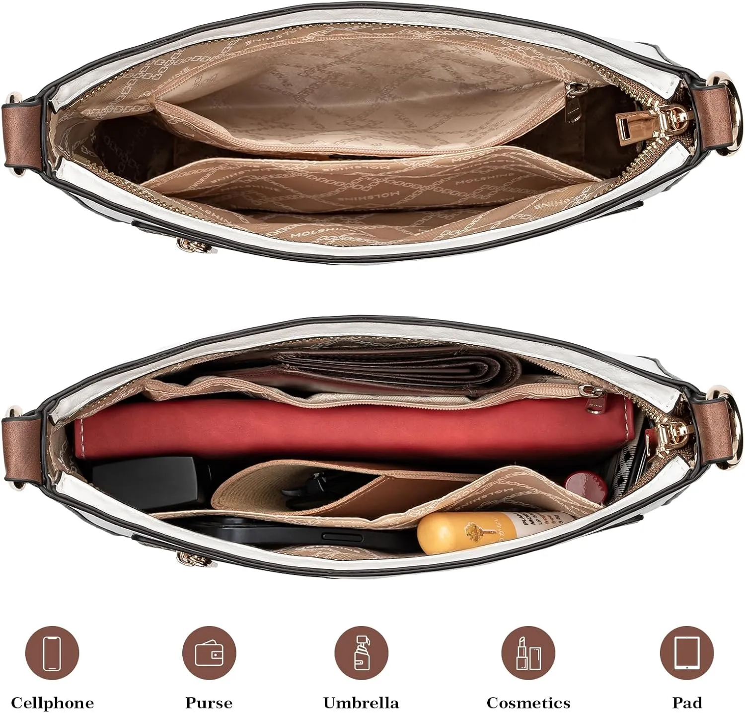 molshine Crossbody Bags for Women, PU Leather Shoulder Handbag with Adjustable Wide Strap DLK0061