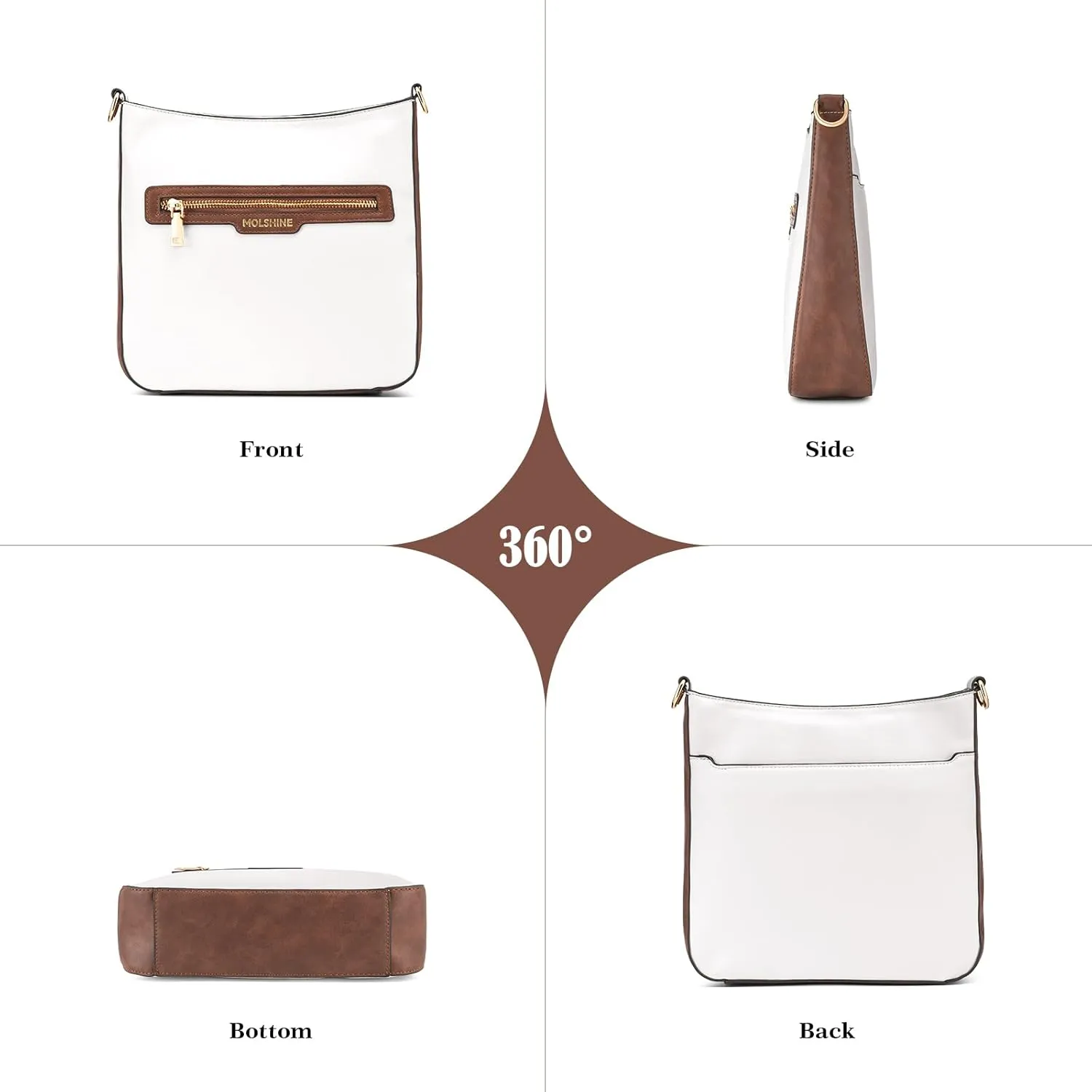 molshine Crossbody Bags for Women, PU Leather Shoulder Handbag with Adjustable Wide Strap DLK0061