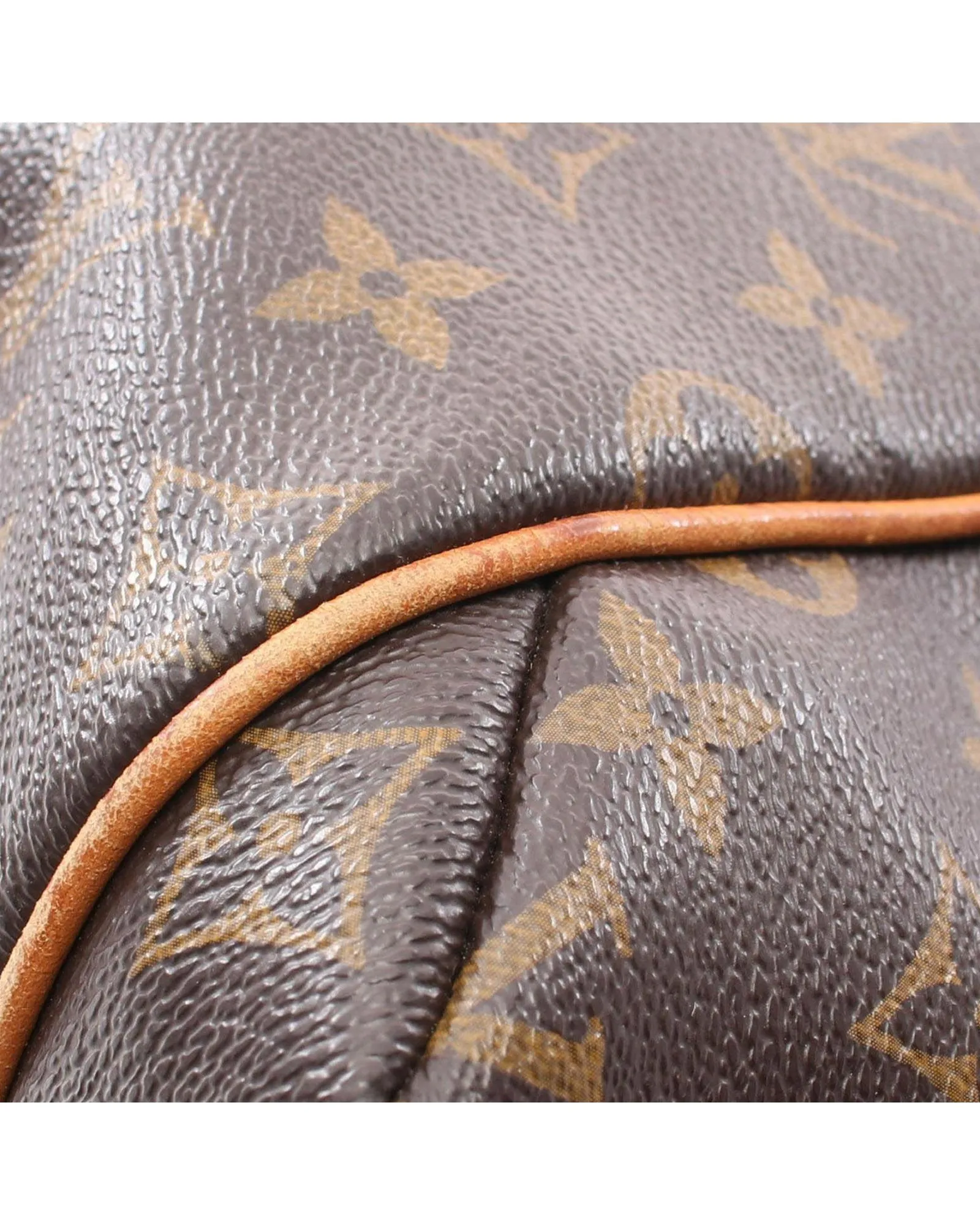 Monogram Canvas Tote Bag with Leather Trim and Multiple Pockets