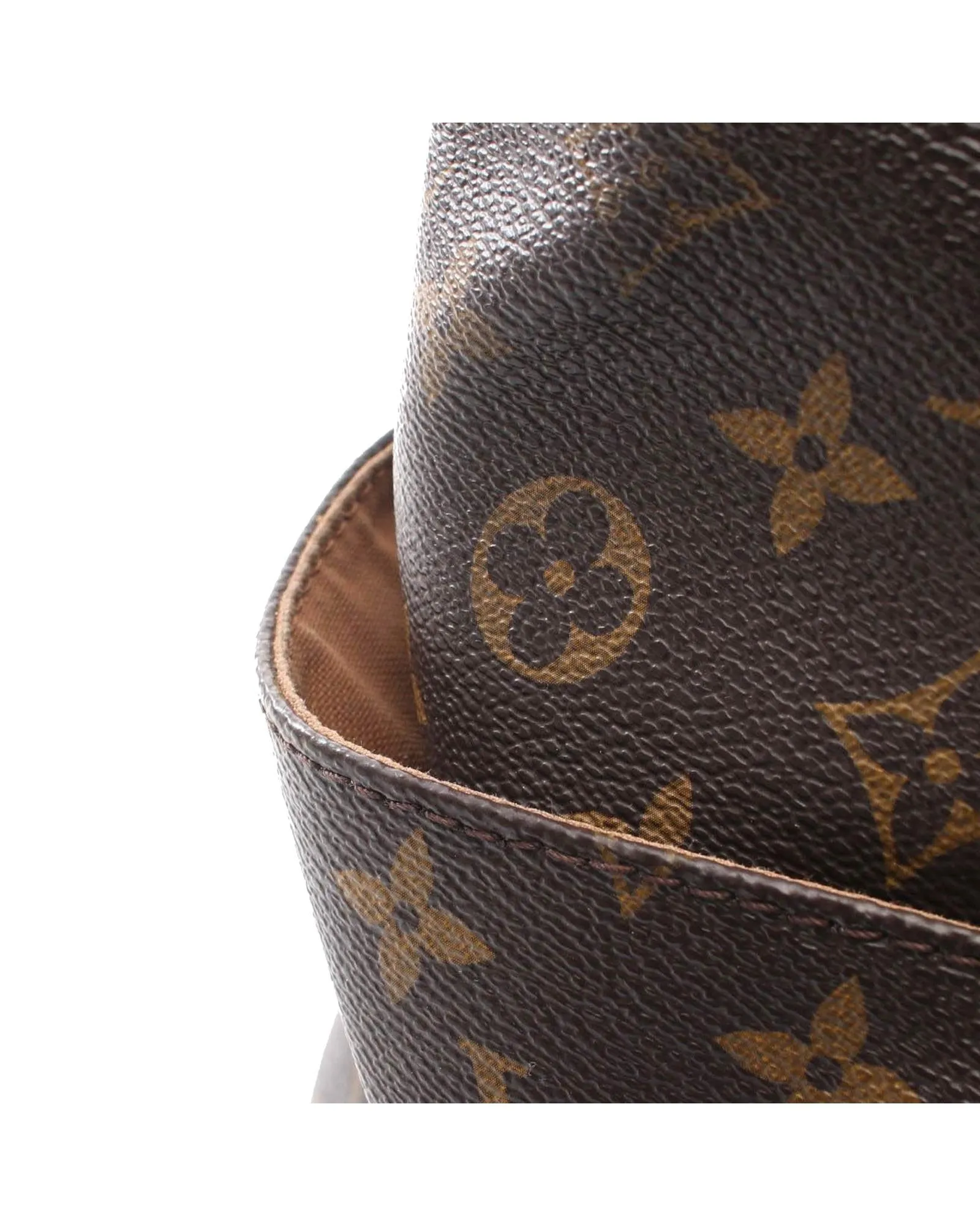 Monogram Canvas Tote Bag with Leather Trim and Multiple Pockets
