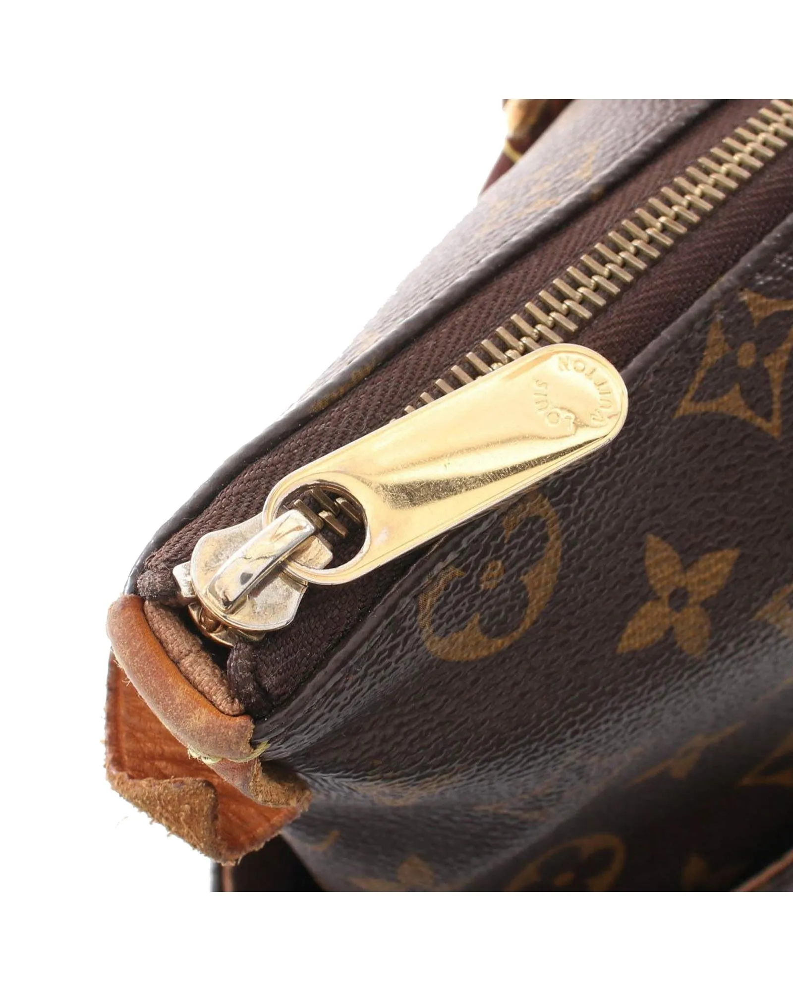 Monogram Canvas Tote Bag with Leather Trim and Multiple Pockets