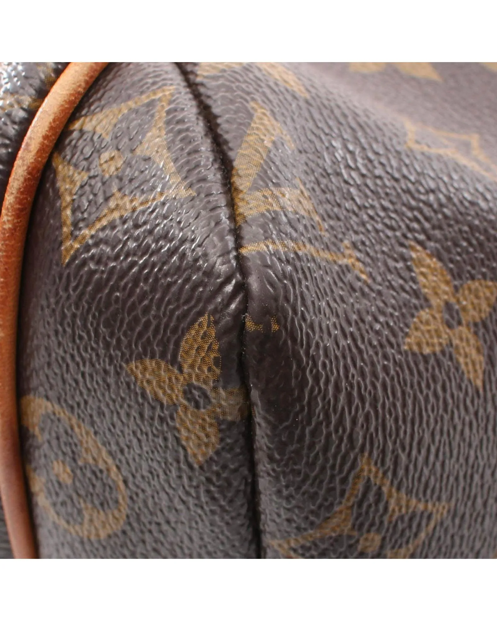Monogram Canvas Tote Bag with Leather Trim and Multiple Pockets