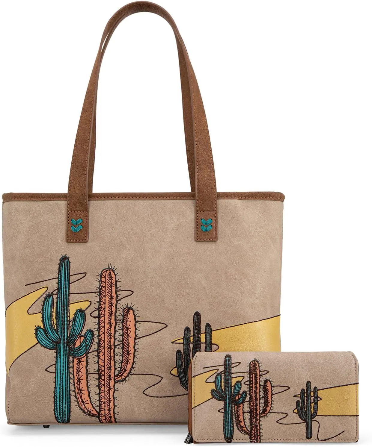 Montana West Western Tooling Tote Bag with Wallet Set for Women Vintage Studded Top Handle Shoulder Handbag
