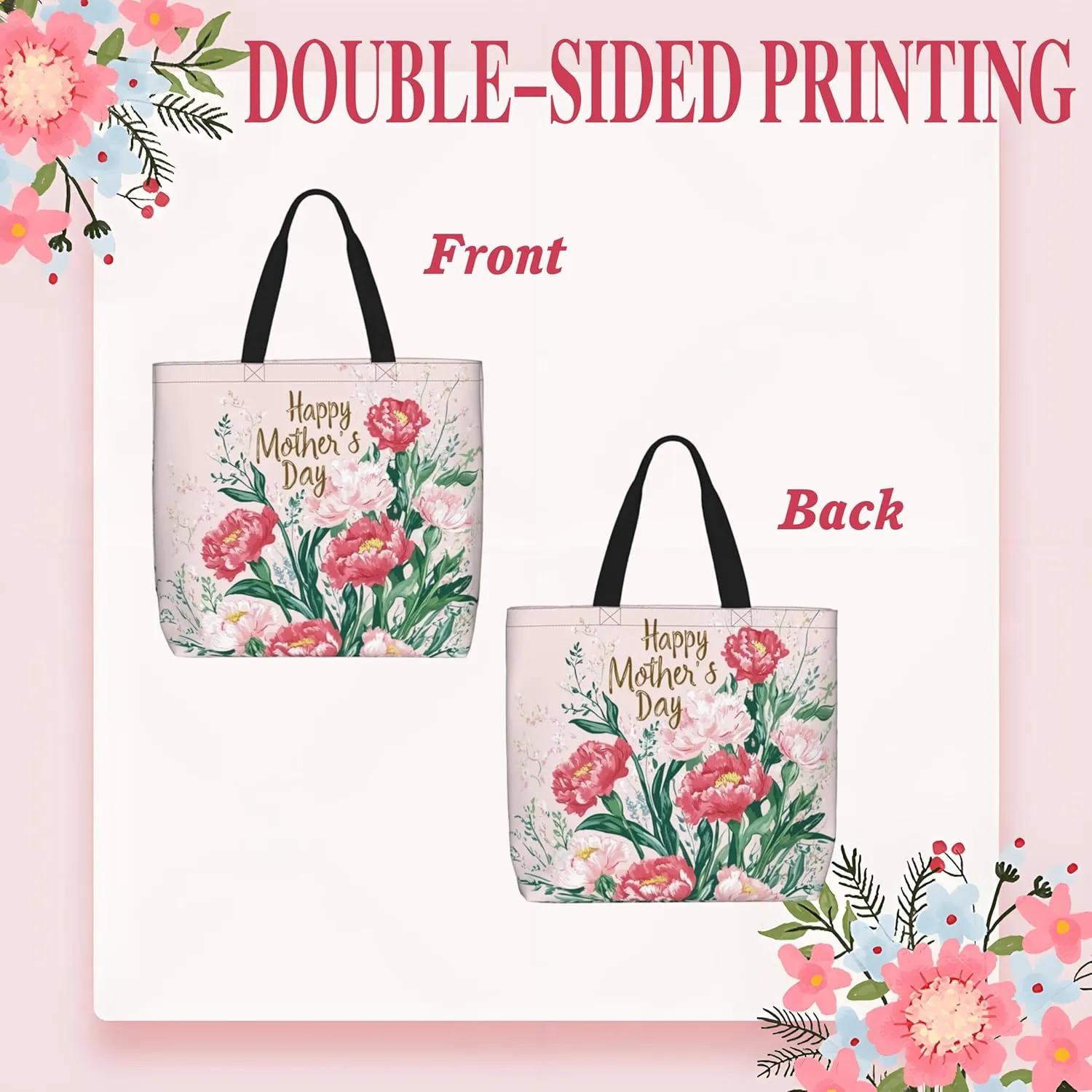 Mothers Day Tote Bag With Zipper Women Mom Bags Large Mama tote bag Reusable With Handles Mother Gifts