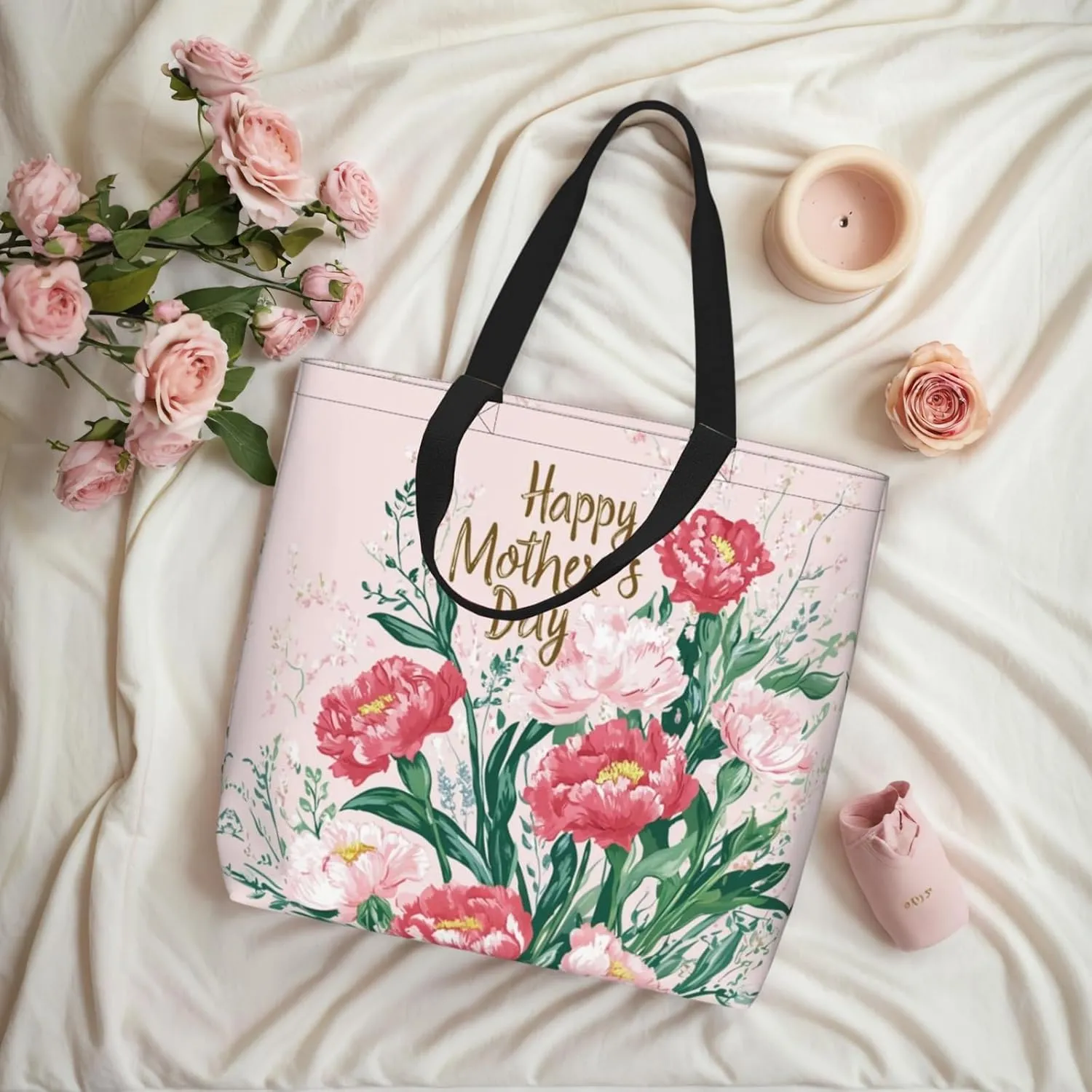 Mothers Day Tote Bag With Zipper Women Mom Bags Large Mama tote bag Reusable With Handles Mother Gifts