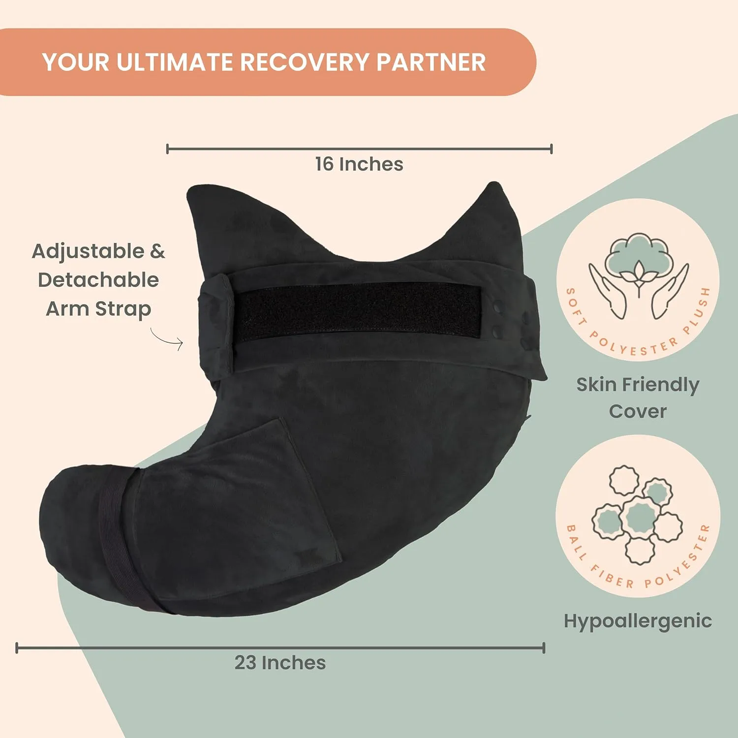 MOYOAMA Post Shoulder Surgery Pillow with Pocket- Rotator Cuff Pillows for Sleeping, After Shoulder Surgery Must Haves, Rotator Cuff Sleeping Pillow, Rotator Cuff Surgery Recovery Accessories