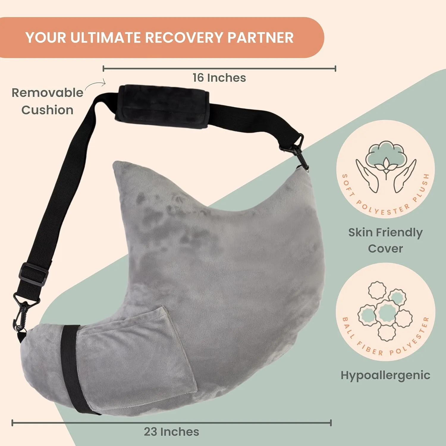 MOYOAMA Rotator Cuff Pillow with Pocket- Post Shoulder Surgery Pillow for Sleeping, Shoulder Pillow for Rotator Cuff, Frozen Shoulder Pillow for Shoulder Surgery Recovery, Post Surgery Shoulder Pillow