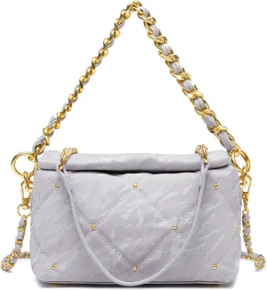 myfriday Small Quilted Crossbody Bags for Women Luxury PU Trendy Designer Shoulder Handbag Purse with 2 Chain Strap