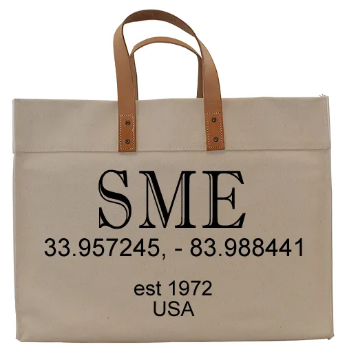 Natural Canvas Utility Tote with Leather Handles