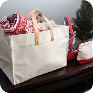 Natural Canvas Utility Tote with Leather Handles