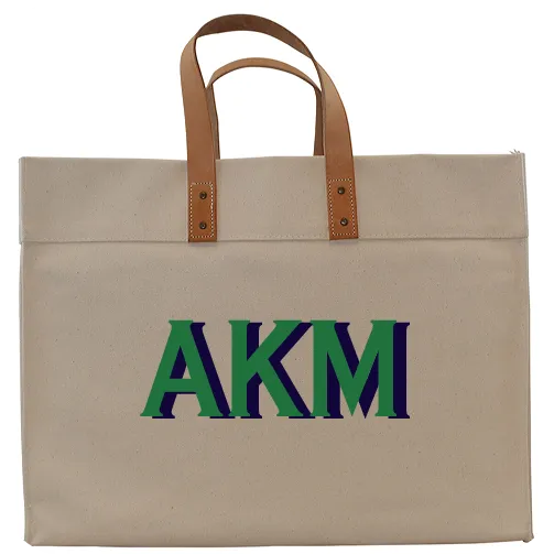 Natural Canvas Utility Tote with Leather Handles