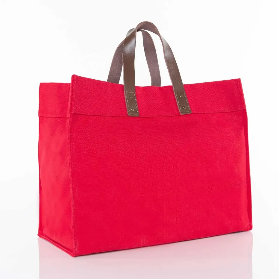 Natural Canvas Utility Tote with Leather Handles