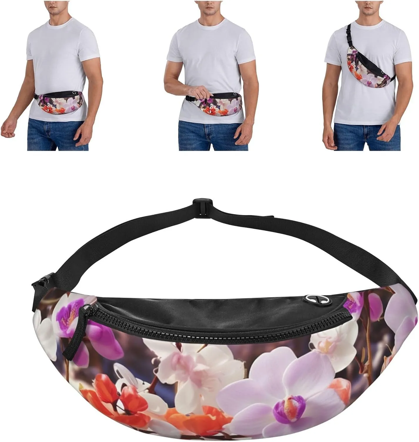 Nature Floral Spring Fanny Pack for Man Women Waist Bag Adjustable Belt Casual Chest Bag Bum Bags for Travel Sports Running Hiking Waist Packs
