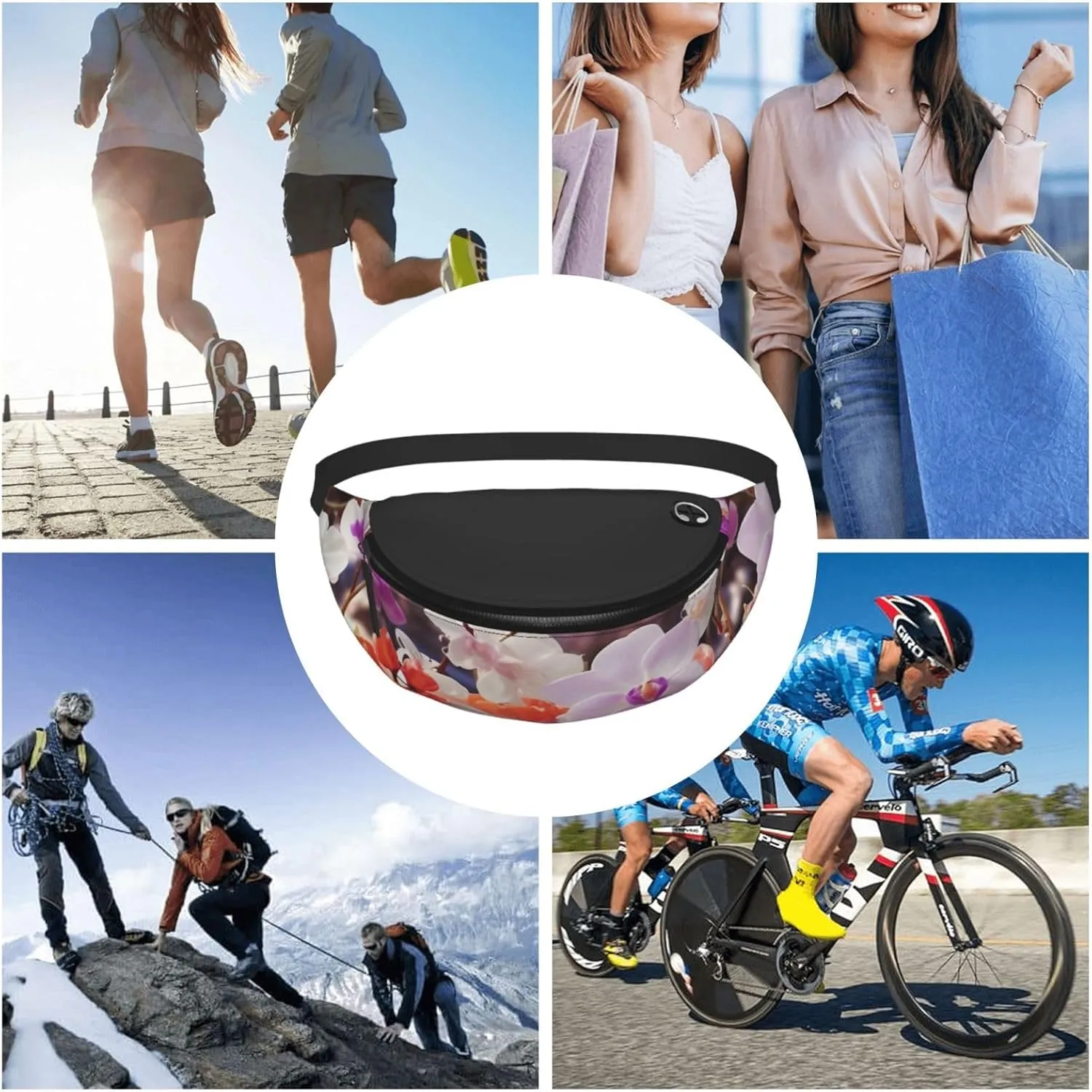 Nature Floral Spring Fanny Pack for Man Women Waist Bag Adjustable Belt Casual Chest Bag Bum Bags for Travel Sports Running Hiking Waist Packs