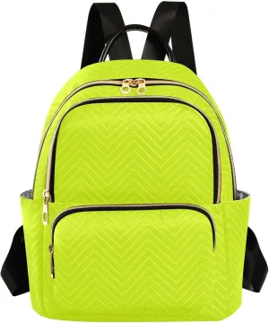Neon Yellow Backpack Purse for Women Fashion Small Mini Daypack Purse for Lady Anti-theft Shoulder Bag with Double Zipper Weekend Bag, Medium