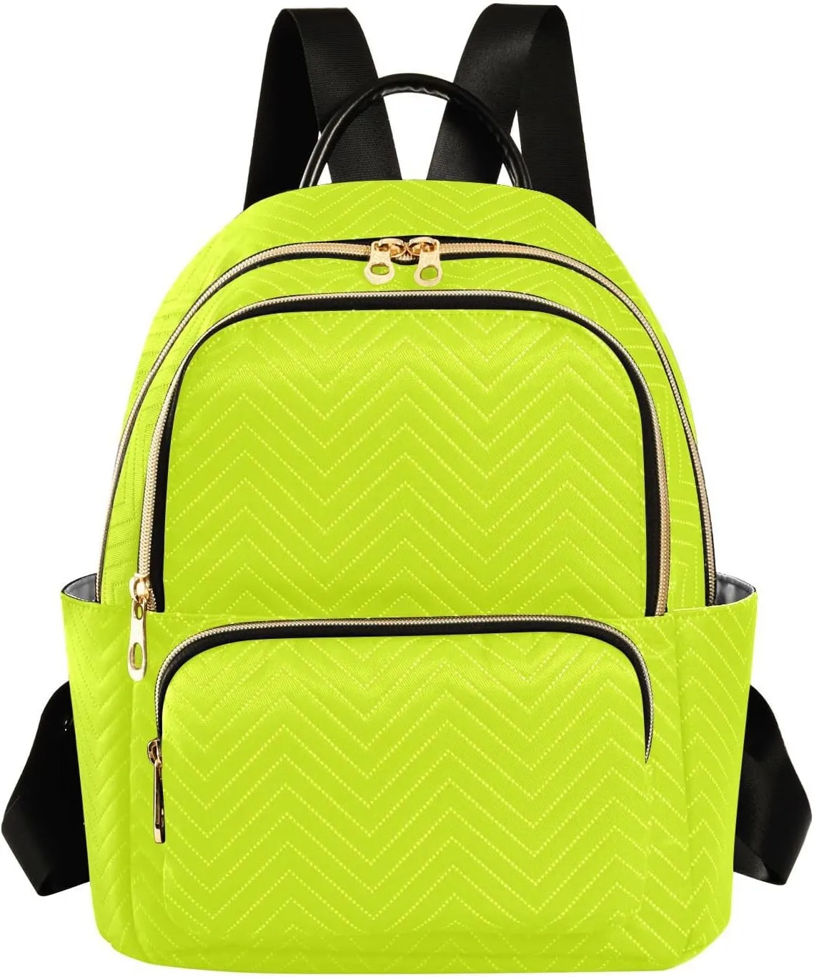 Neon Yellow Backpack Purse for Women Fashion Small Mini Daypack Purse for Lady Anti-theft Shoulder Bag with Double Zipper Weekend Bag, Medium