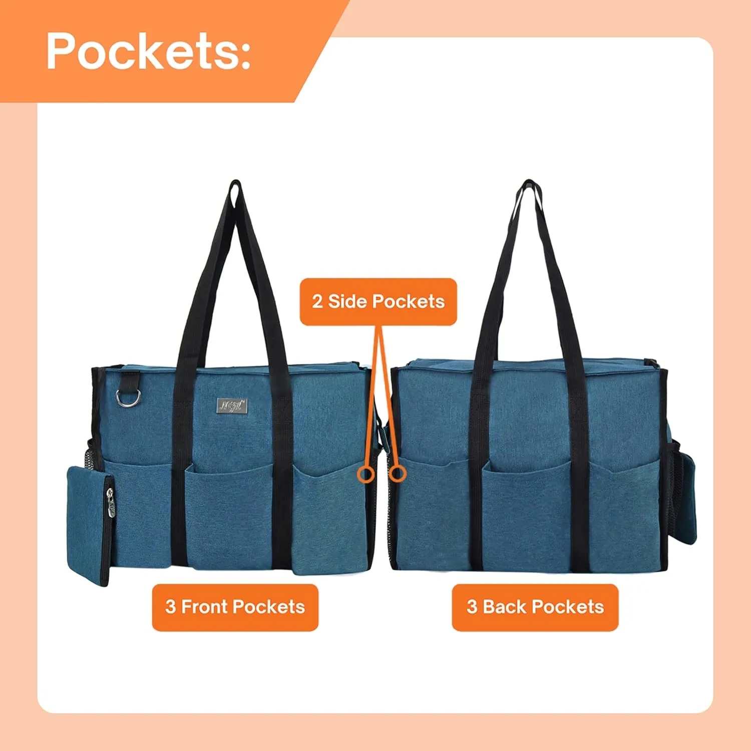 NGIL Utility Canvas Multi Pocket Tote Bag with Coin Purse, Work Bags for Women with Multiple Pockets Exterior & Interior